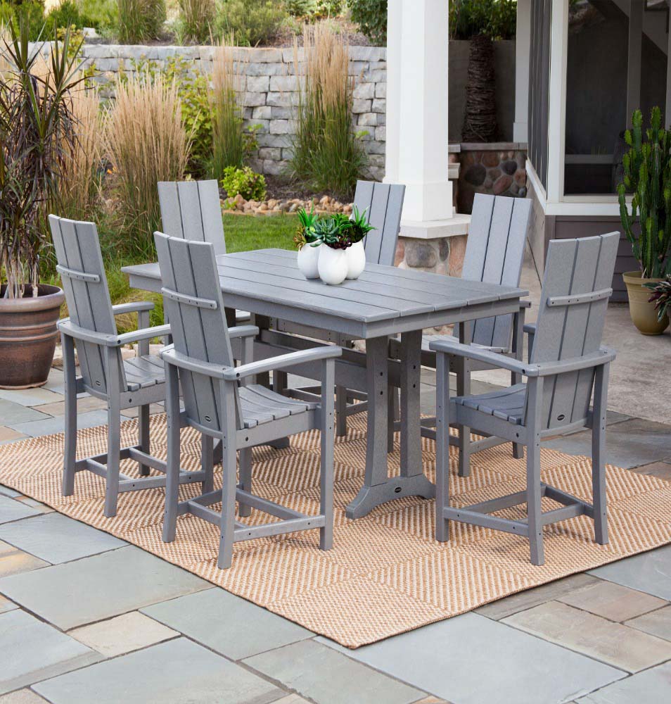 Modern Adirondack 7-Piece Farmhouse Trestle Dining Set - Image 2