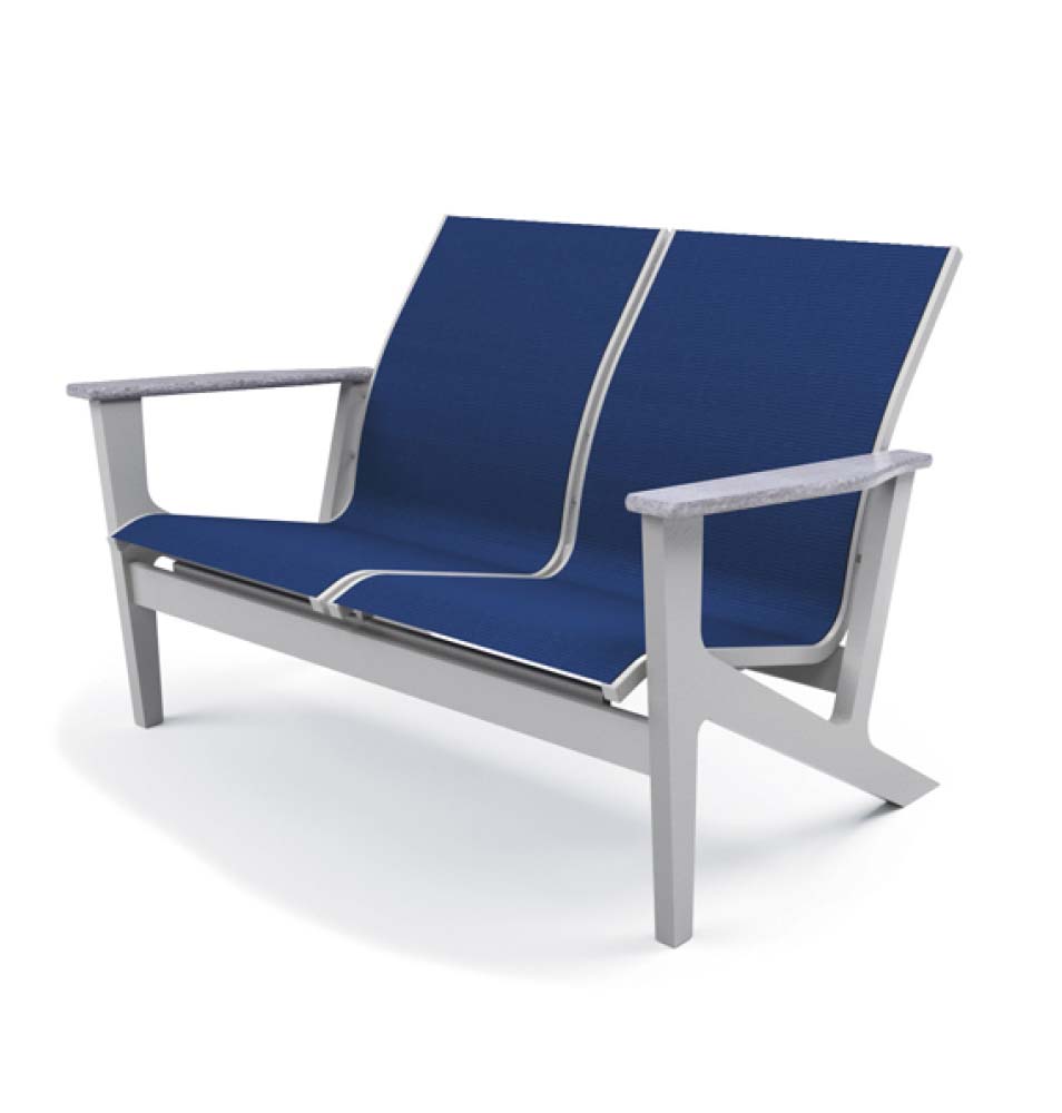 Wexler Sling Chat Height Loveseat w/ Rustic Arms