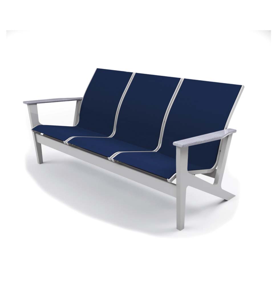 Wexler Sling Chat Height Three-Seat Sofa w/ Rustic Arms