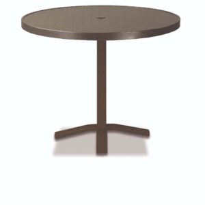 Aluminum Slat Top Table 36" Round Dining Height Pedestal Table w/ hole