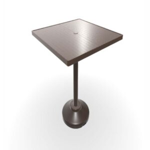 Aluminum Slat Top Table 36" Square Balcony Height 80 lb Pedestal Table w/ hole