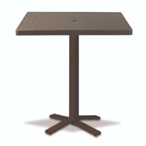 Aluminum Slat Top Table 36" Square Bar Height Pedestal Table w/ hole