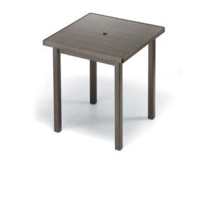 Aluminum Slat Top Table 42" Square Dining Height Table w/ hole