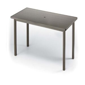 Aluminum Slat Top Table 42" x 84" Rectangular Balcony Height Table w/ hole