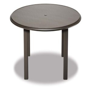 Aluminum Slat Top Table 56" Round Dining Height Table w/ hole