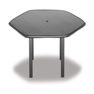 Aluminum Slat Top Table 63" Hexagonal Balcony Height Table w/ hole