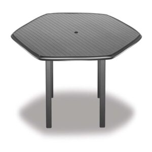 Aluminum Slat Top Table 63" Hexagonal Dining Height Table w/ hole