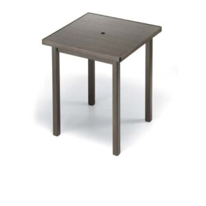 Aluminum Slat Top Table 42" Square Balcony Height Table w/ hole
