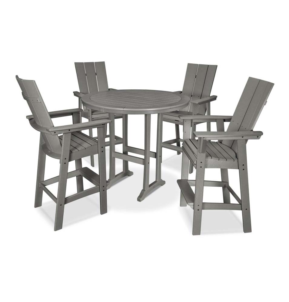 Modern Curveback Adirondack 5-Piece Nautical Trestle Bar Set