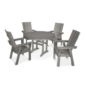 Modern Curveback Adirondack 5-Piece Nautical Trestle Dining Set