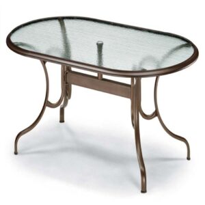 Glass Top Table 43" x 75" Oval Dining Table w/ hole Ogee Rim