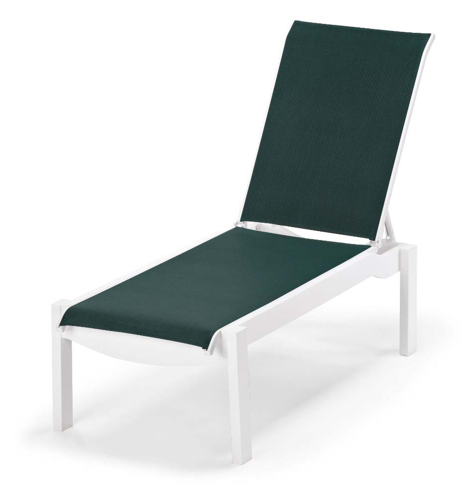 Leeward MGP Sling Lay-flat Stacking Armless Chaise w/Wheels