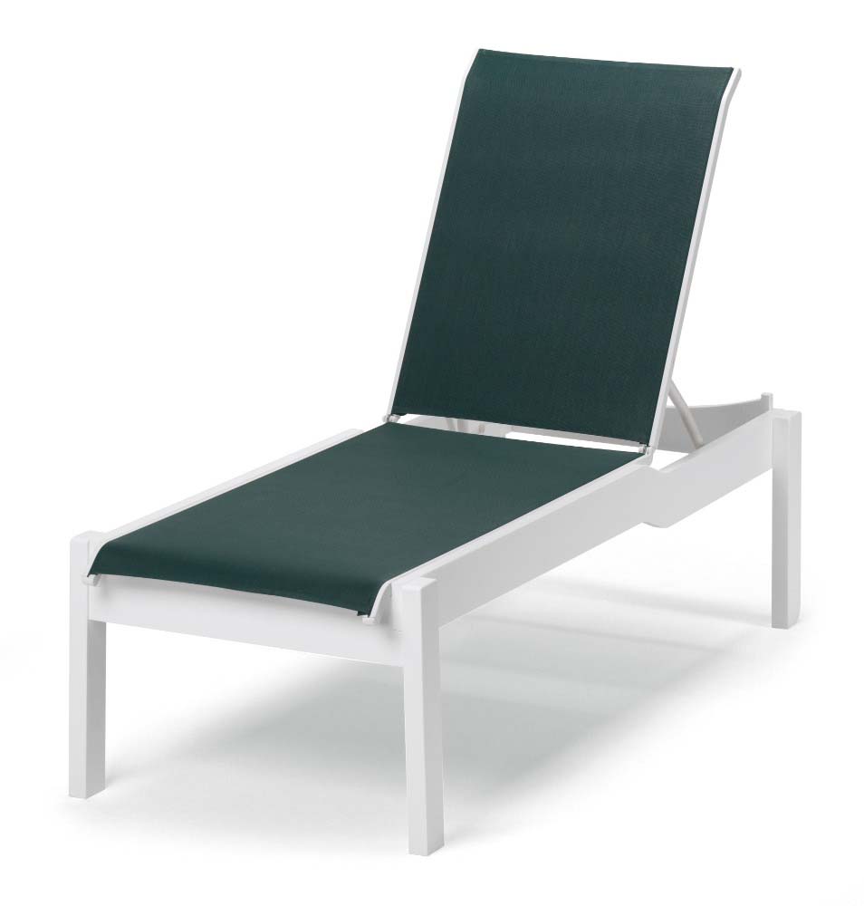Leeward MGP Sling Lay-flat Stacking Armless Long Fram Chaise w/Wheels