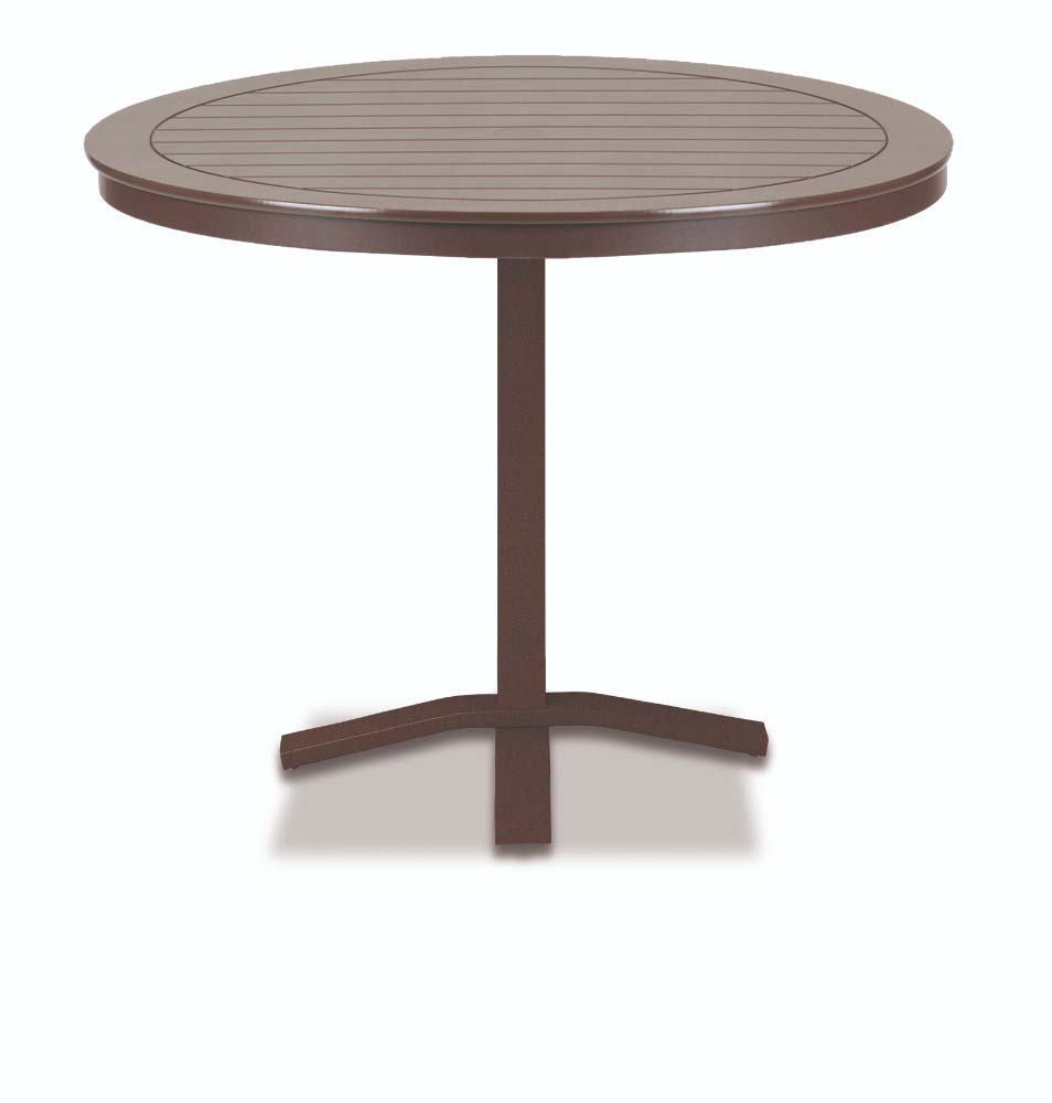 Marine Grade Polymer Top Table 48" Round Dining Height Pedestal Table w/ hole